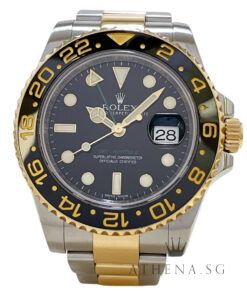 ROLEX 18K HALF YELLOW GOLD ROLESOR OYSTER PERPETUAL GMT MASTER II "AN" SERIES WITH CERT DATED (07/2012) 116713LN