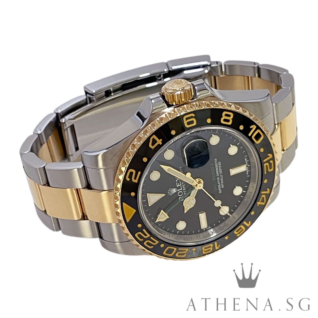 ROLEX 18K HALF YELLOW GOLD ROLESOR OYSTER PERPETUAL GMT MASTER II "AN" SERIES WITH CERT DATED (07/2012) 116713LN - Image 2