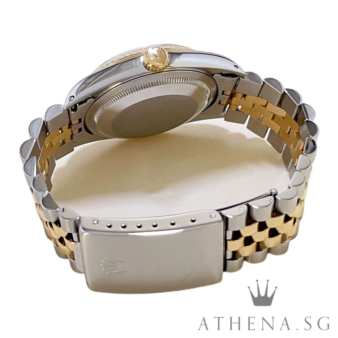 ROLEX YELLOW ROLESOR OYSTER PERPETUAL DATEJUST 36MM "L" SERIES "BLACK DIAMOND DIAL" (WATCH ONLY) 16233 - Image 3