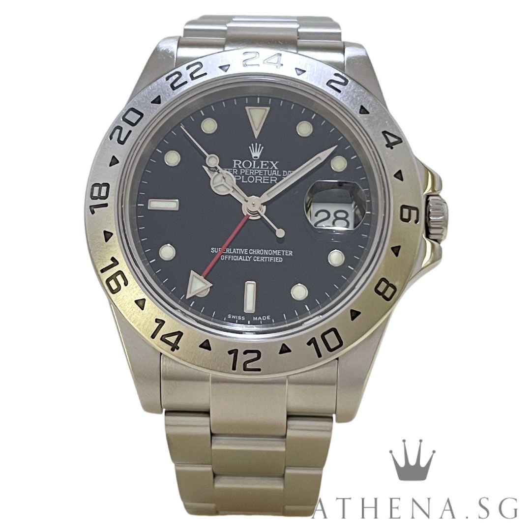 ROLEX OYSTER PERPETUAL EXPLORER II DATE "D" SERIES "BLACK SWISS MADE DIAL" WITH BOX & CERT DATED (12/2005) 16570