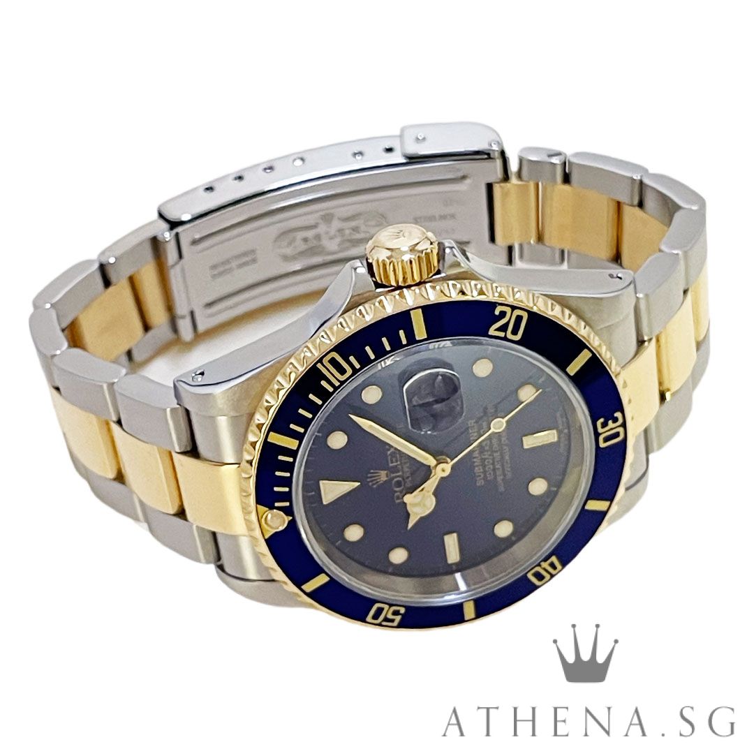 ROLEX 18K HALF YELLOW GOLD ROLESOR OYSTER PERPETUAL SUBMARINER DATE "Y" SERIES "BLUE SWISS MADE DIAL" (WATCH ONLY) 16613 - Image 2