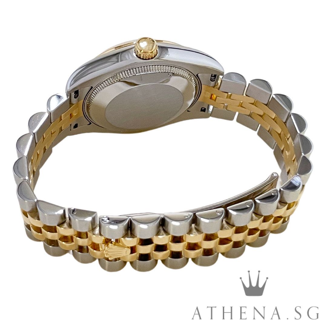 ROLEX YELLOW ROLESOR OYSTER PERPETUAL DATEJUST 31MM "D" SERIES "GOLD MOP DIAMOND DIAL" WITH BOX & CERT DATED (08/2007) 178243 - Image 3