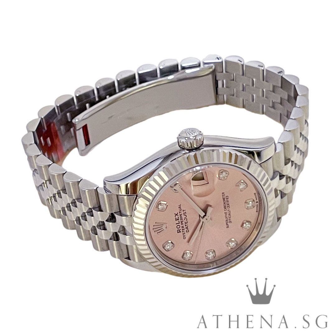 ROLEX MID SIZE OYSTER PERPETUAL DATEJUST 31 "AN" SERIES "PINK DIAMOND DIAL" WITH BOX & CERT DATED (05/2024) (STILL UNDER AGENT WARRANTY) 278274 - Image 2