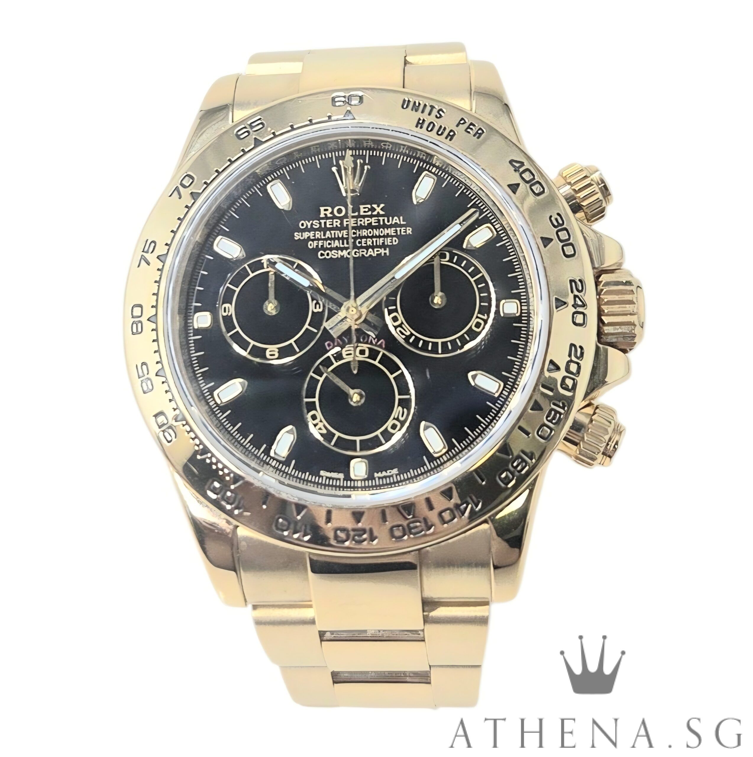 ROLEX 18K YELLOW GOLD OYSTER PERPETUAL COSMOGRAPH DAYTONA "AN" SERIES "BLACK DIAL" 116508 (WATCH ONLY)