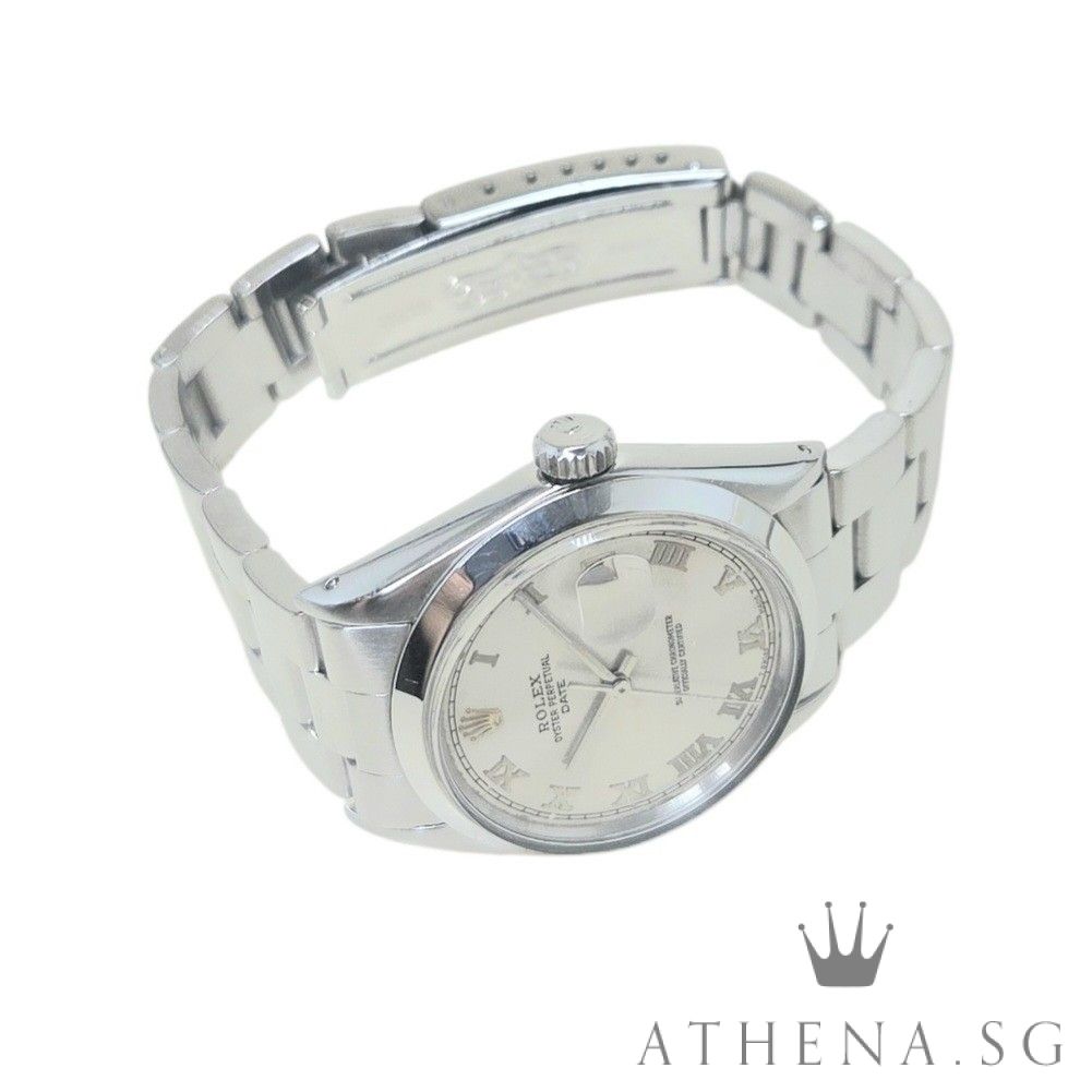 ROLEX VINTAGE OYSTER PERPETUAL DATE 34MM "SILVER ARABIC DIAL" 1500 (WATCH ONLY) - Image 2