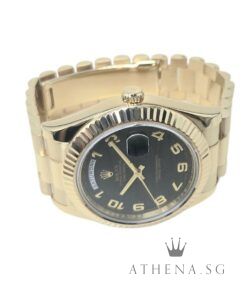 Alternative view of ROLEX 18K YELLOW GOLD DAY-DATE II 41MM "BLACK ARABIC WAVE DIAL" M SERIES 218238 (WATCH ONLY)