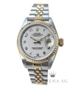 ROLEX 18K HALF YELLOW GOLD OYSTER PERPETUAL LADIES SIZE DATEJUST 26MM “L” SERIES “CREAM COMPUTER NUMERAL DIAL” WITH BOX & CERT DATED (07/1990) 69173
