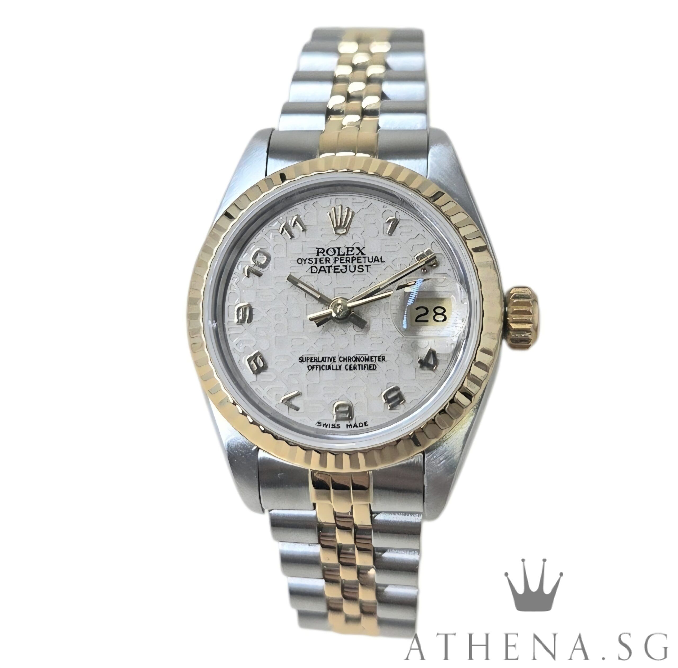 ROLEX 18K HALF YELLOW GOLD OYSTER PERPETUAL LADIES SIZE DATEJUST 26MM “L” SERIES “CREAM COMPUTER NUMERAL DIAL” WITH BOX & CERT DATED (07/1990) 69173