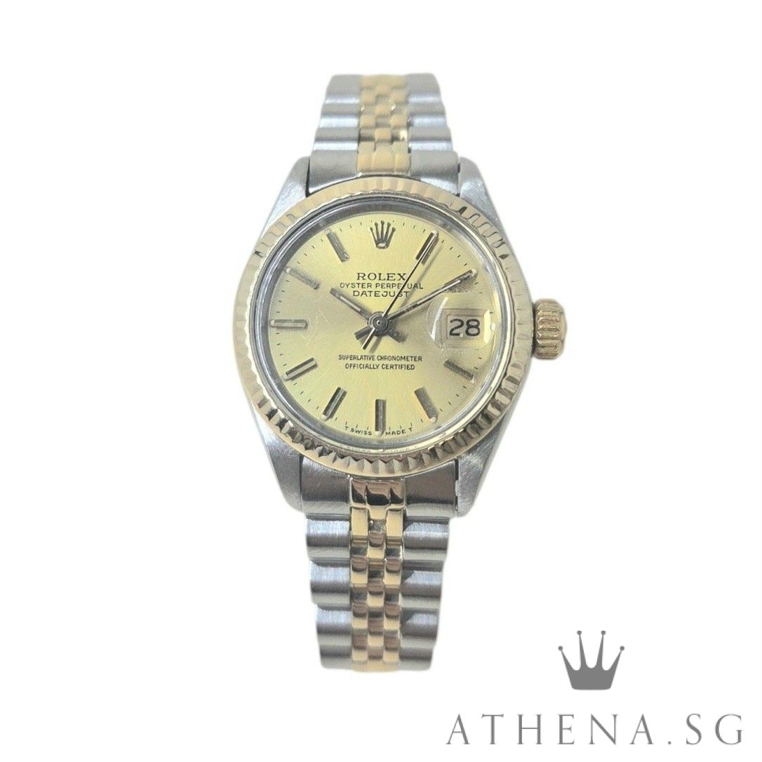 ROLEX 14K HALF YELLOW GOLD OYSTER PERPETUAL LADIES DATEJUST 26MM "3 MILLION" SERIES "CHAMPAGNE INDEX DIAL" 6917 (WATCH ONLY)