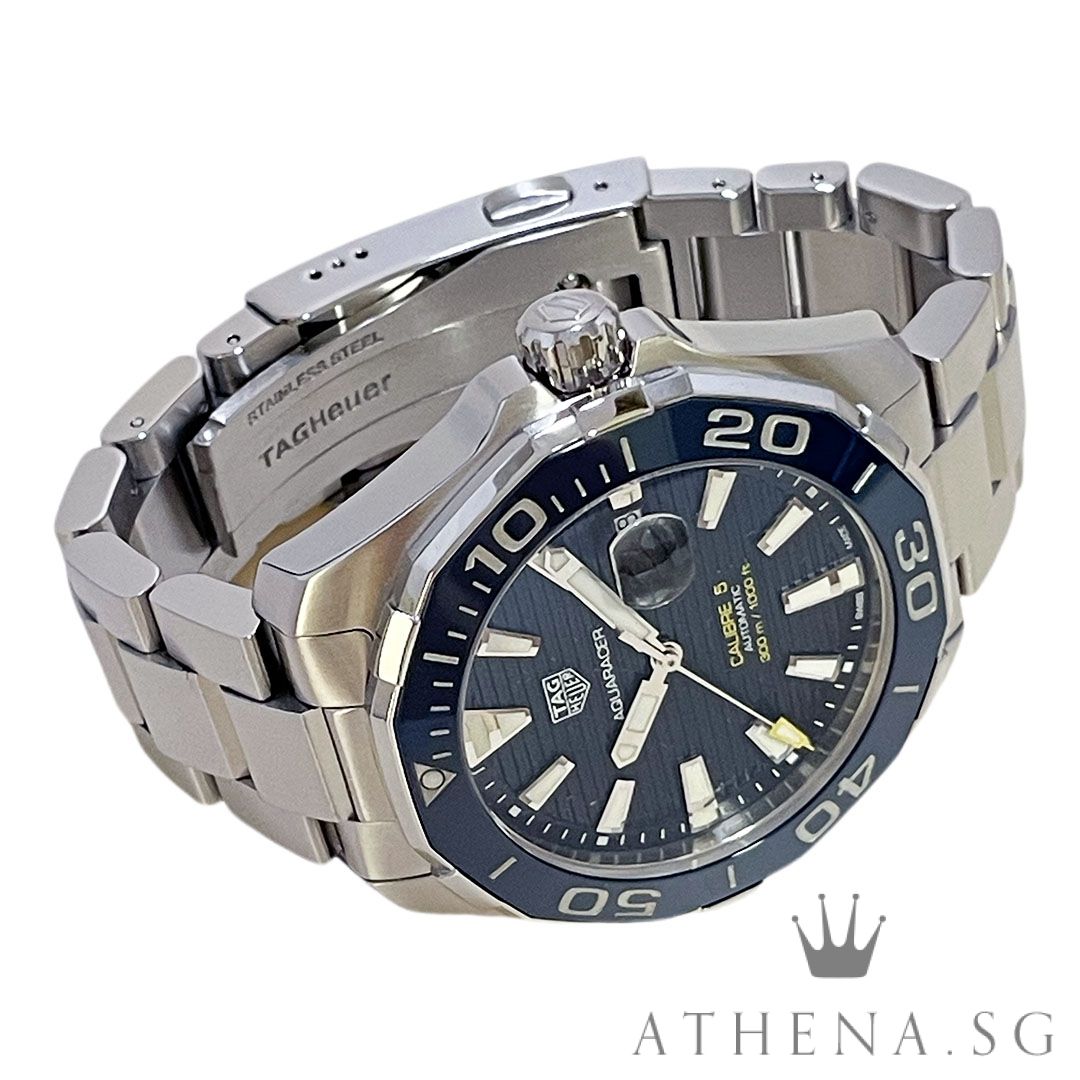 TAG HEUER AQUARACER CALIBRE 5 AUTOMATIC 44MM "BLUE INDEX DIAL" WITH BOX & CERT DATED (12/2016) REF WAY201B - Image 2
