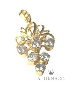 18K YG GRAPE DESIGN DIAMOND PENDANT D10-1.25CTS 3.33G [NETT $798.00]