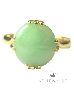 20K YELLOW GOLD JADE RING 3.87G (SIZE 16) [NETT $758.00]