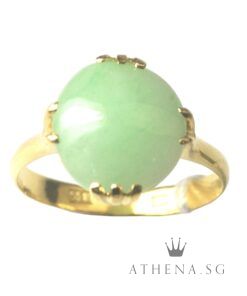 Alternative view of 20K YELLOW GOLD JADE RING 3.87G (SIZE 16) [NETT $758.00]