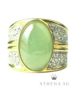 916 YG JADE RING WITH DIAMOND D60-0.30CTS 13.45G (SIZE 17) (WITH CERT) [NETT $3,688.00]