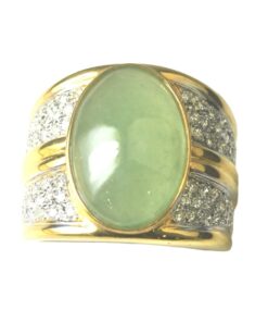 Alternative view of 916 YG JADE RING WITH DIAMOND D60-0.30CTS 13.45G (SIZE 17) (WITH CERT) [NETT $3,688.00]