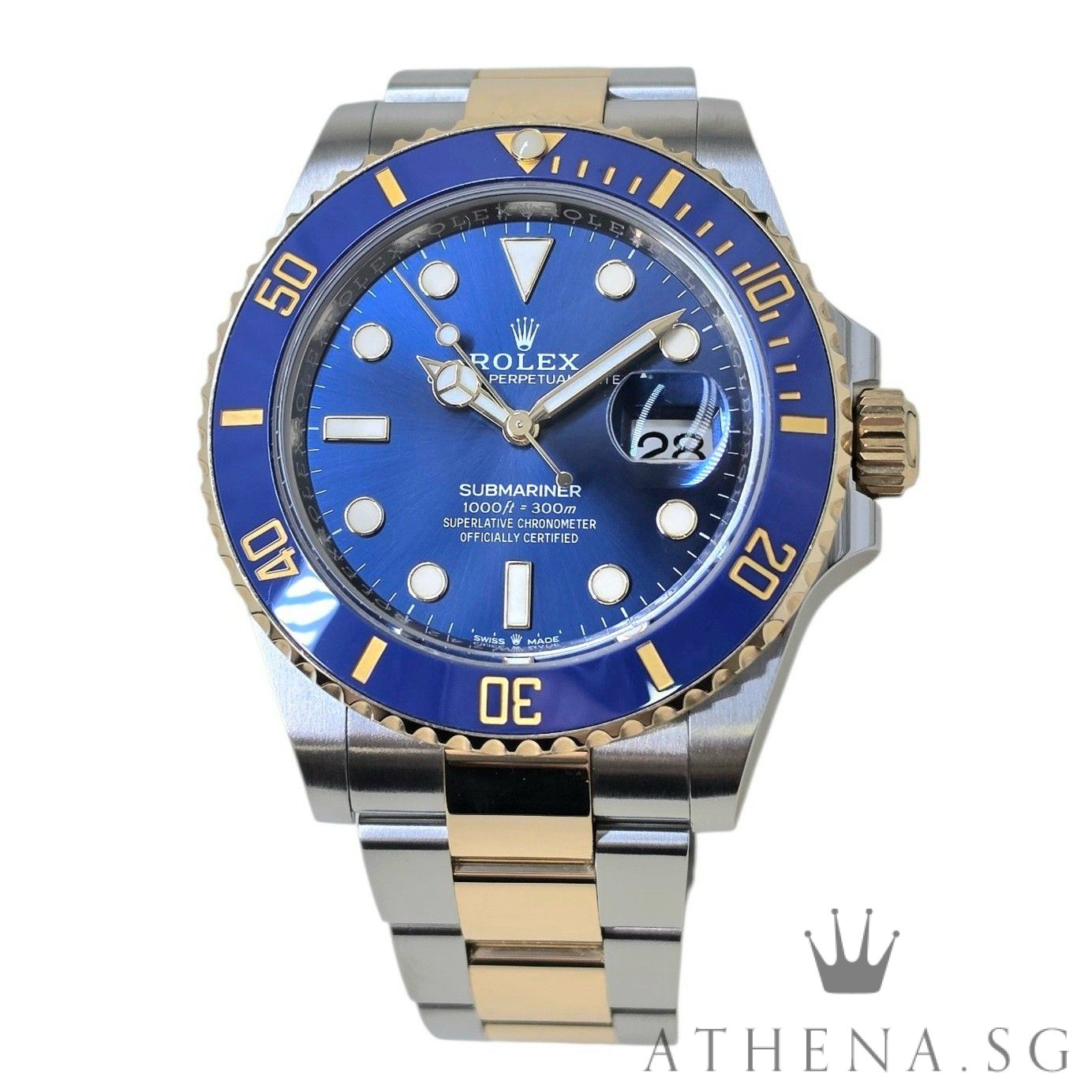 ROLEX YELLOW ROLESOR OYSTER PERPETUAL SUBMARINER DATE 41 "AN" SERIES "BLUE DIAL" WITH BOX & CERT DATED (11/2021) (STILL UNDER AGENT WARRANTY) 126613LB