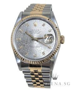 ROLEX HALF YELLOW GOLD ROLESOR OYSTER PERPETUAL DATEJUST 36MM "X" SERIES " GREY JUBILEE DIAMOND DIAL" 16233 (WATCH ONLY)