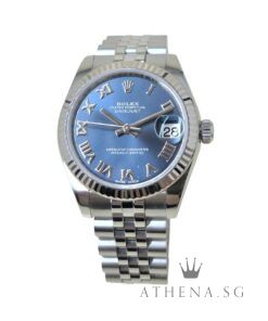 ROLEX MID-SIZE OYSTER PERPETUAL DATEJUST 31 "AN" SERIES "BLUE ROMAN DIAL" WITH CERT DATED (12/2017) 178274
