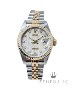 ROLEX 18K HALF YELLOW GOLD OYSTER PERPETUAL LADIES DATEJUST 26 "R" SERIES "CREAM COMPUTER DIAMOND DIAL" 69173 (WATCH ONLY)