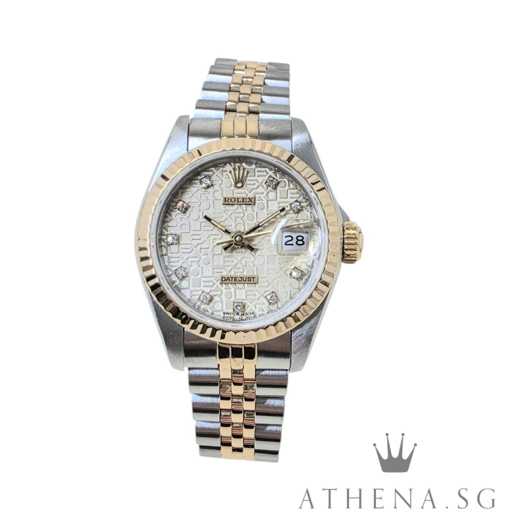 ROLEX 18K HALF YELLOW GOLD OYSTER PERPETUAL LADIES DATEJUST 26 "R" SERIES "CREAM COMPUTER DIAMOND DIAL" 69173 (WATCH ONLY)