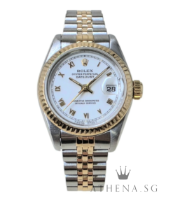 ROLEX 18K HALF YELLOW GOLD OYSTER PERPETUAL LADIES DATEJUST 26 "X" SERIES "WHITE ROMAN DIAL" 69173 (WATCH ONLY)