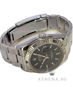 Alternative view of ROLEX MENS OYSTER PERPETUAL DATEJUST TURN-O-GRAPH "F" SERIES "BLACK INDEX DIAL" (WATCH ONLY) 116264