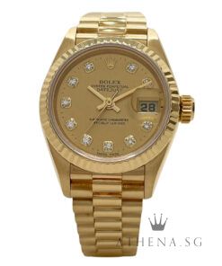 ROLEX 18K YELLOW GOLD LADIES DATEJUST 26MM "S" SERIES "CHAMPAGNE DIAMOND DIAL" WITH BOX & CERT DATED (08/1994) 69178