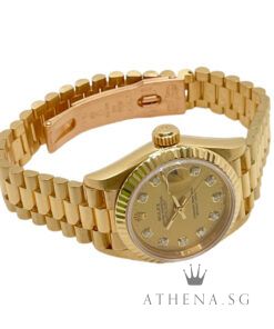 Alternative view of ROLEX 18K YELLOW GOLD LADIES DATEJUST 26MM "S" SERIES "CHAMPAGNE DIAMOND DIAL" WITH BOX & CERT DATED (08/1994) 69178