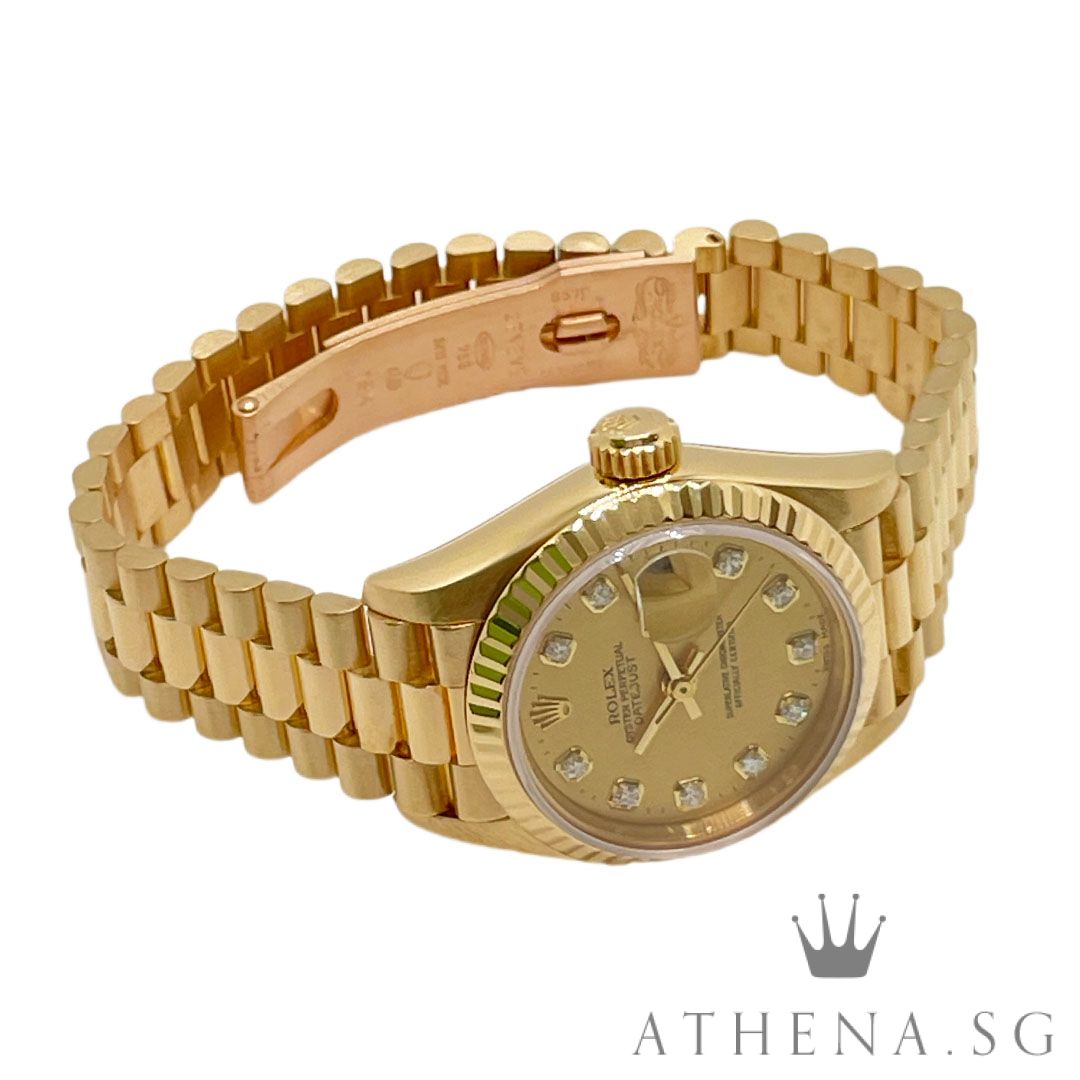 ROLEX 18K YELLOW GOLD LADIES DATEJUST 26MM "S" SERIES "CHAMPAGNE DIAMOND DIAL" WITH BOX & CERT DATED (08/1994) 69178 - Image 2