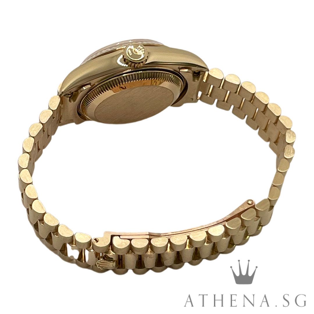 ROLEX 18K YELLOW GOLD LADIES DATEJUST 26MM "S" SERIES "CHAMPAGNE DIAMOND DIAL" WITH BOX & CERT DATED (08/1994) 69178 - Image 3