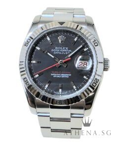 ROLEX MENS OYSTER PERPETUAL DATEJUST TURN-O-GRAPH "M" SERIES "BLACK INDEX DIAL" WITH CERT DATED 08/2009 116264