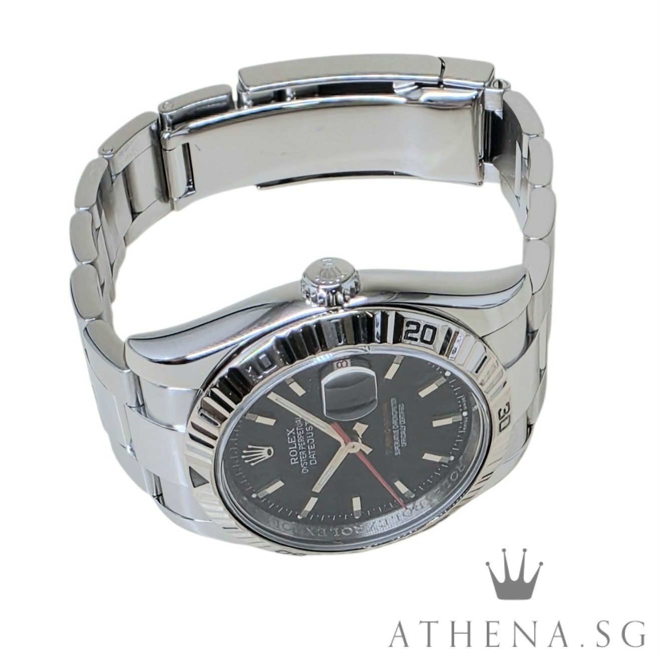 ROLEX MENS OYSTER PERPETUAL DATEJUST TURN-O-GRAPH "M" SERIES "BLACK INDEX DIAL" WITH CERT DATED 08/2009 116264 - Image 2