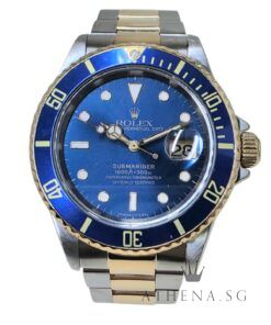 ROLEX 18K HALF YELLOW GOLD ROLESOR OYSTER PERPETUAL SUBMARINER DATE 40MM "T" SERIES "BLUE TRITIUM DIAL" (WATCH ONLY) 16613
