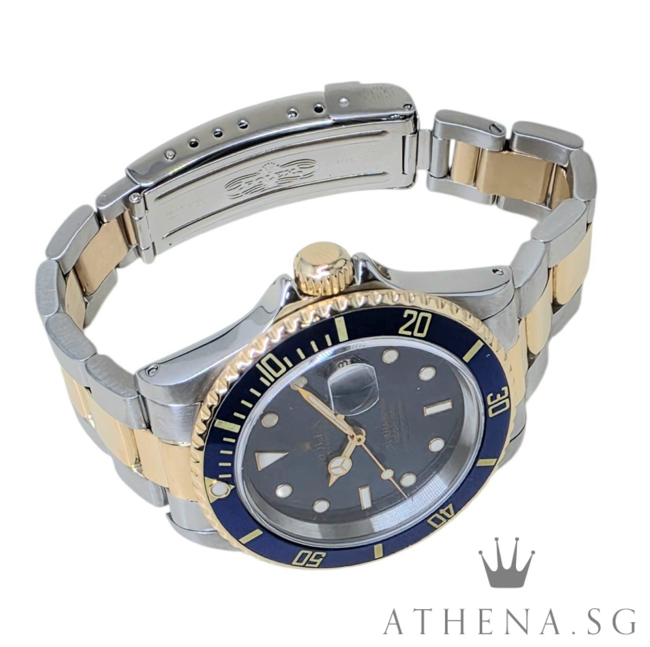 ROLEX 18K HALF YELLOW GOLD ROLESOR OYSTER PERPETUAL SUBMARINER DATE 40MM "T" SERIES "BLUE TRITIUM DIAL" (WATCH ONLY) 16613 - Image 2